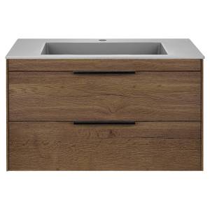 Тумба с раковиной Vincea Chiara 2D 800 2 выкатных ящика, T.Oak, раковина серая