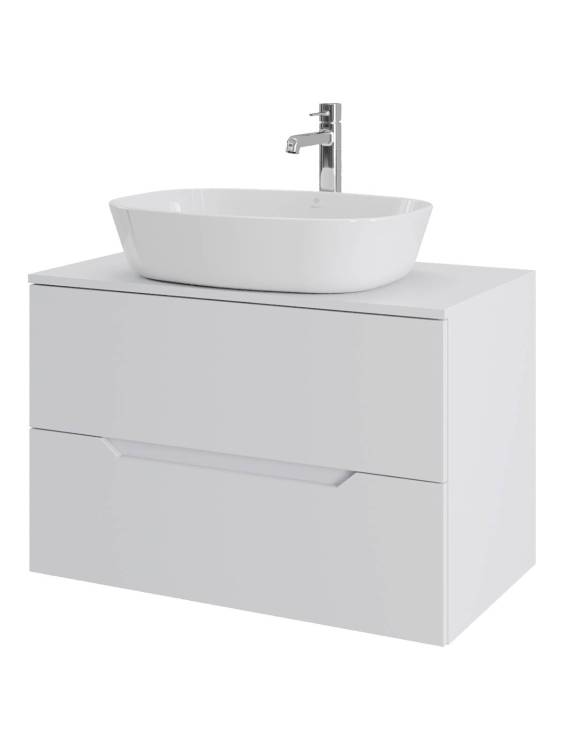 Тумба с раковиной Orange Line Li-80TuwMDF+B08-500W белая матовая, 80.5 см