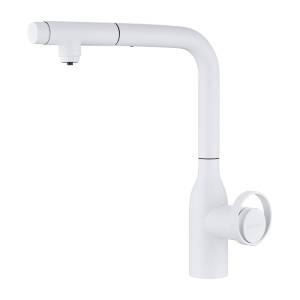 Смеситель для кухни Paulmark Urban Ur213104-WH с выдвижным изливом, белый матовый