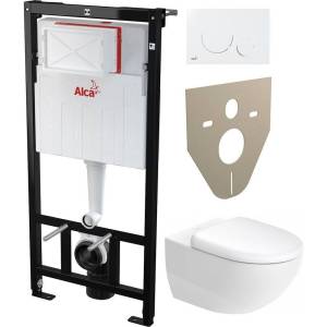 Комплект Унитаз подвесной Duravit Architec 45720900A1 + Инсталляция AlcaPlast Sadromodul AM101/1120-001 + Кнопка THIN M670