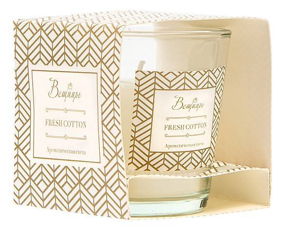 Свеча ароматическая Вещицы ARC-7 Fresh Cotton (7.5x7.5 см)