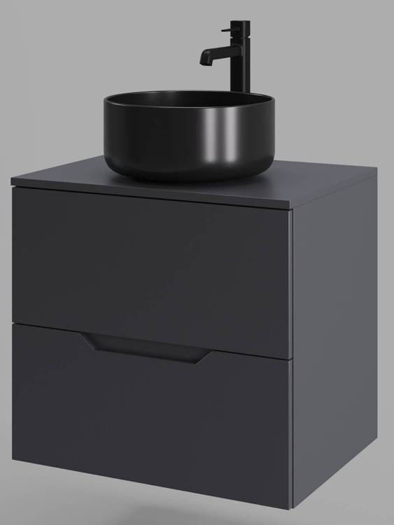 Тумба с раковиной Orange Line Li-60TugMDF+B07-345B графит матовый, 60 см
