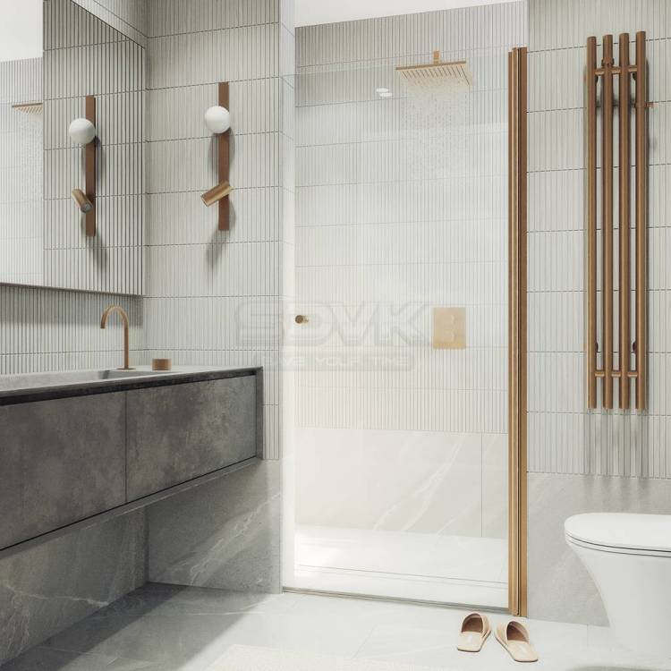 Душевая дверь в нишу MaybahGlass MGD-1670-2 профиль бронза, стекло прозрачное, 198x70