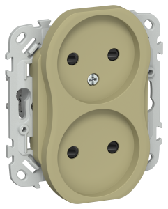 Розетка 2-местная с защитными шторками IEK Flite FI-R23-10-K26 оливковый