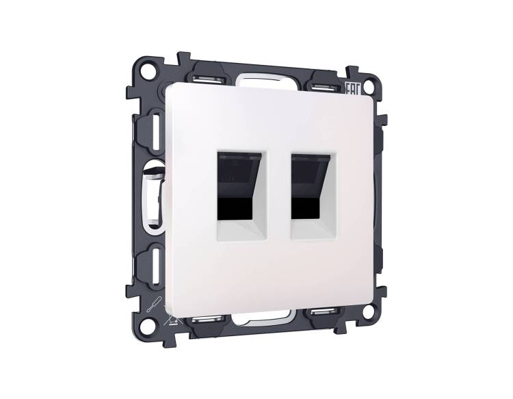 Комплект механизма компьютерной двойной розетки Ambrella Volt MA MA212110 жемчуг