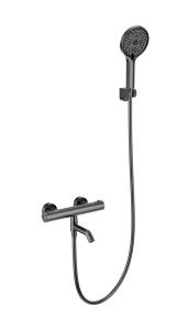 Смеситель для ванны Wonzon & Woghand WW-B2065-A1-BGG с душем и термостатом, темный графит