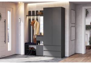 Стенка для прихожей Woodville Сибити 582770 графит