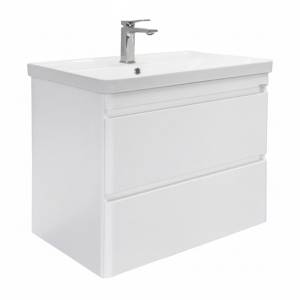 Тумба с раковиной Comforty Енисей-80П2 00-00021339 белый глянец