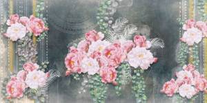 3D Фотообои Artegrafico «Орнамент с цветами в темных тонах» EK-008 акварель