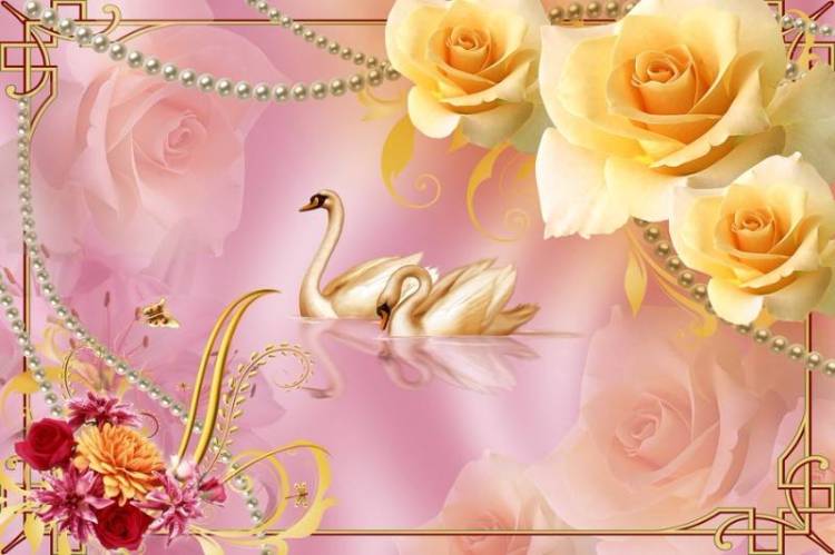 3D Фотообои Artegrafico «Лебяжья парочка» RH040 песок