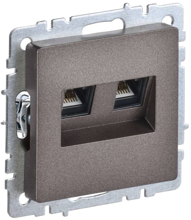 Розетка компьютерная RJ45 2-местная IEK Brite BR-K20-1-K45 темная бронза