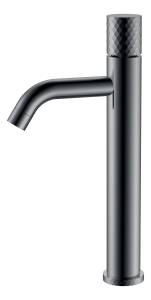 Смеситель для раковины Boheme Stick 122-SGM высокий, Shine Gun Metal с ручкой Diamond