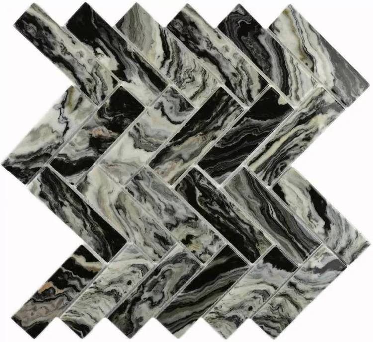 Мозаика Bonaparte Стеклянная Мозаика Hadar Black 3x9.8x4.5 26.8x28.6