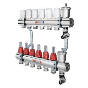 Коллекторная группа VALTEC со встр. расх. в сборе, 1х5 вых. Евроконус 3/4