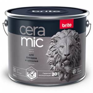 Краска для фасадов и цоколей Brite Ceramic матовая база A 9 л