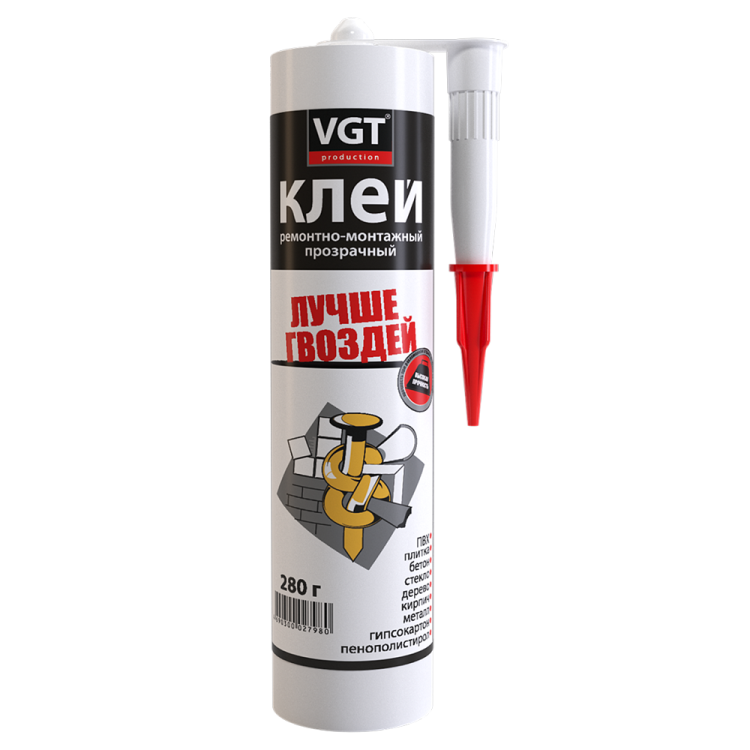 Клей акриловый ремонтно-монтажный VGT прозрачный 0.28 кг