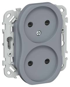 Розетка 2-местная с защитными шторками IEK Flite FI-R23-10-1-K35 маренго