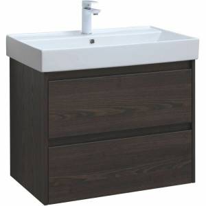 Тумба с раковиной Aquanet Nova Lite 75 305240 подвесная, дуб черный