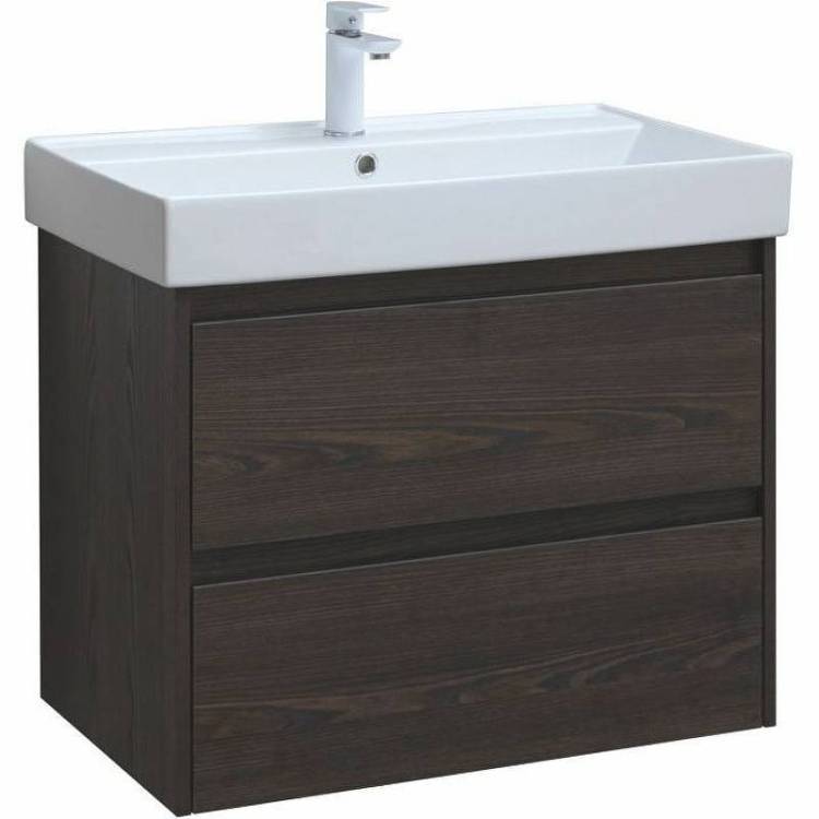 Тумба с раковиной Aquanet Nova Lite 75 305240 подвесная, дуб черный