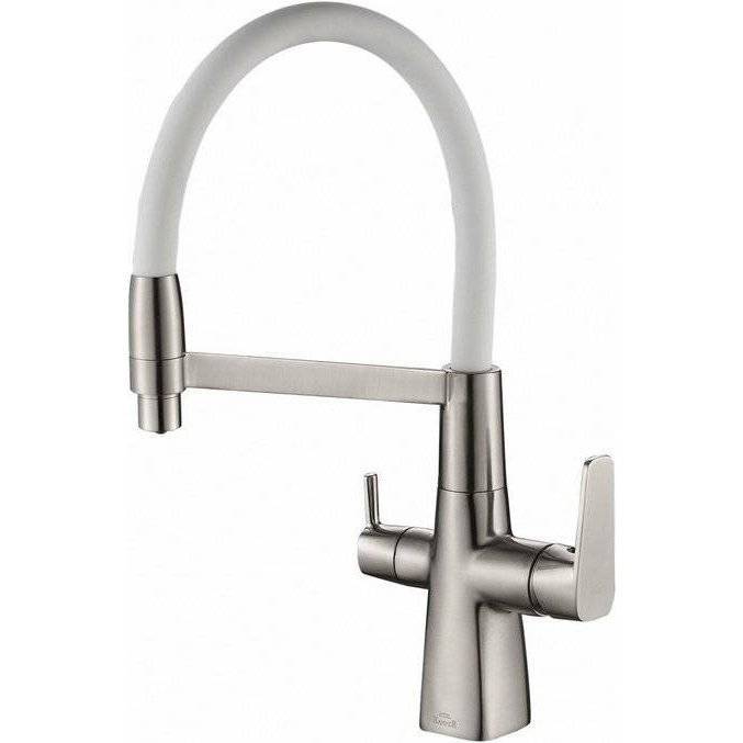 Смеситель для кухни Zorg Steel Hammer SH 818-8 SATIN с гибким изливом