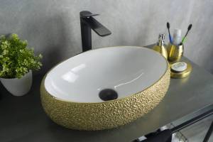 Раковина Gid Lago Nc433 52219 белая с золотом, 48x34x15