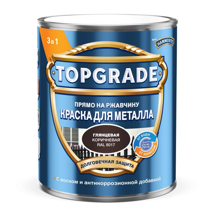 Краска для металла Topgrade гладкая глянцевая RAL 8017 коричневая 0.75 л