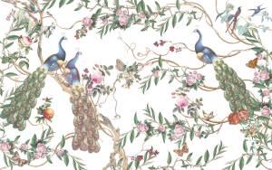 Бесшовные Eco обои Ortograf Flora 31143 Paradise Peacocks natural Гладь ОЕ-Р2