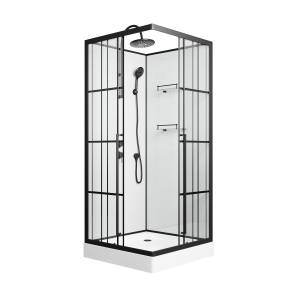 Душевая кабина Niagara Standart ST90/15QL/KL/BKT 900х900х2150, профиль черный матовый, левая, 3 места