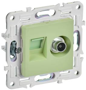 ТВ-розетка+Ethernet RJ45 IEK Skandy SK-AK20-2-K06 мятный