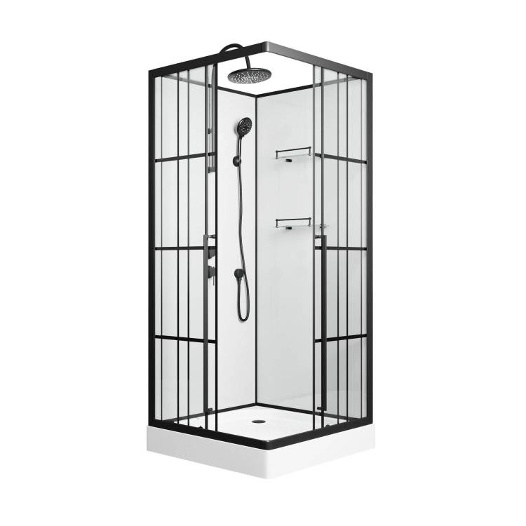 Душевая кабина Niagara Standart ST90/15QL/KL/BKT 900х900х2150, профиль черный матовый, левая, 3 места