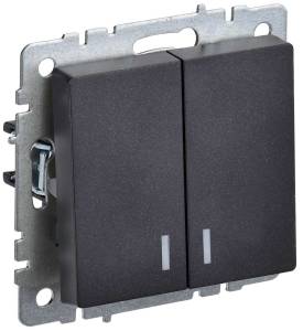 Выключатель 2-клавишный IEK Brite BR-V20-1-10-K02 черный