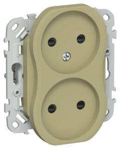 Розетка 2-местная с защитными шторками IEK Flite FI-R23-10-1-K26 оливковый