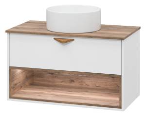 Тумба с раковиной Brevita Bergen - 90 Дуб Гала, Белый матовый 52x90x48