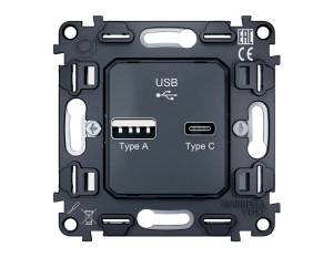 Механизм розетки 2USB A+C 20W (быстрая зарядка) Ambrella Volt Quant VM177