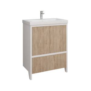 Тумба с раковиной Velvex Klaufs 60.2D.1Y белая, шатанэ, напольная