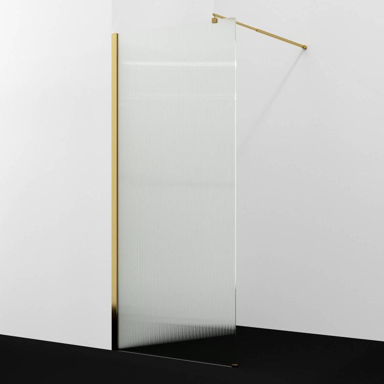 Душевая перегородка Wasserkraft Rur 30W44PG-FL профиль глянцевое золото, стекло рифленое, 100x120x200