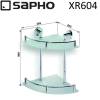 Полка SAPHO X-ROUND стеклянная с металлическим бортиком, двойная, угловая, 270x400x270 мм, хром фото 2