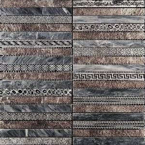 Мозаика Skalini Golden line GLN-2 Серо Коричневая (1.5x14.8) 30x30