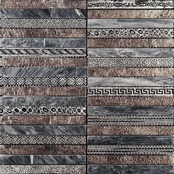 Мозаика Skalini Golden line GLN-2 Серо Коричневая (1.5x14.8) 30x30