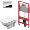 Комплект Унитаз подвесной Cersanit Carina XL Clean On DPL EO slim + Инсталляция TECE Now 9400412 4 в 1 с кнопкой