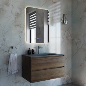 Тумба с раковиной Vincea Luka 800 2 выкатных ящика, C.Oak, раковина серая