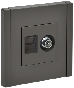 ТВ-розетка+Ethernet RJ45 IEK Forte&Piano FP-AK20-1-K03 серый