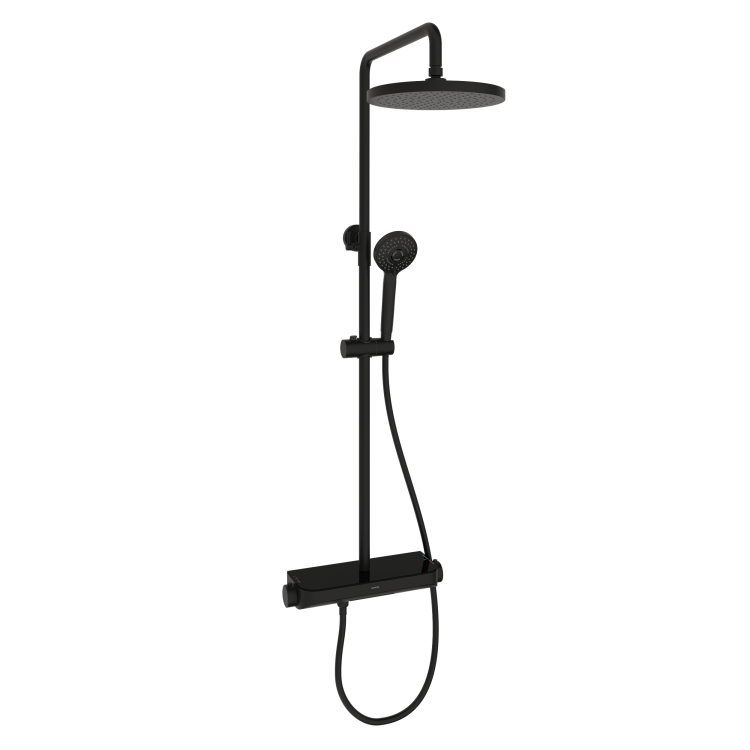 Душевая стойка Sancos Teo SC11002MB c термостатом, 3 режима, черный матовый
