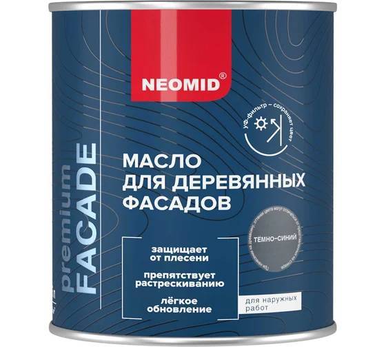 Масло для деревянных фасадов Neomid Facade шелковисто-матовое темно-синее 0.75 л