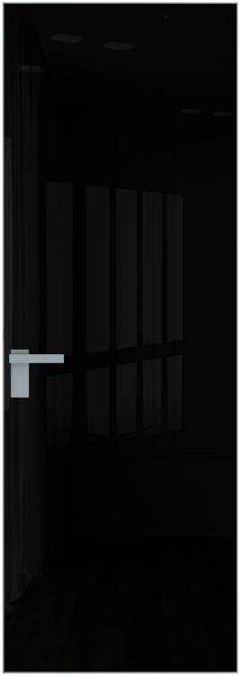 Межкомнатная дверь Profil Doors 1 AGK цвет профиля Серебро, стекло безопасное 4 мм lacobel черный лак 600x2000