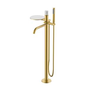 Смеситель для ванны Boheme Stick 129-MG-MR-GR напольный, Matt Gold Marble Grey