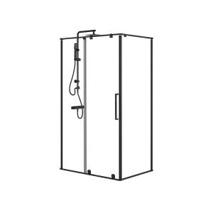 Душевой уголок Royal Bath Bern BERN-S RB8140-T-BL профиль черный, стекло прозрачное, 140x80x195