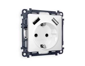 Комплект механизма электрической розетки 2USB A+A 18W (быстрая зарядка) с заземлением Ambrella Volt Alfa MA129010