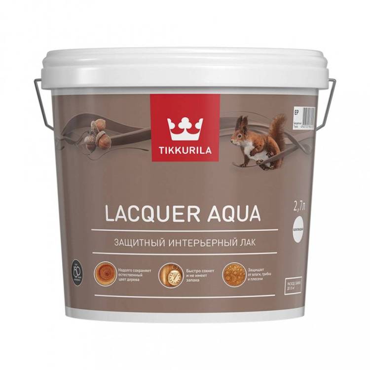 TIKKURILA EURO LACQUER AQUA лак интерьерный, антисептирующий, защитный, матовый (9л)