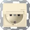 Розетка Gira System 55 Schuko с/з со шторками крышкой 16A 250V безвинтовой зажим кремовый  глянцевый 041401